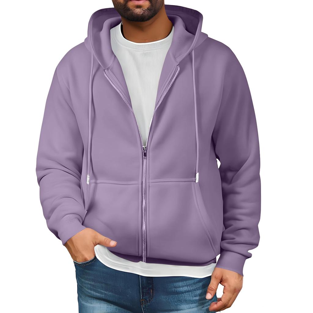 Mens Full Zip Hooded Drawstring Hoodies Pullover Sweatshirts Casual Long Sleeve Shirts