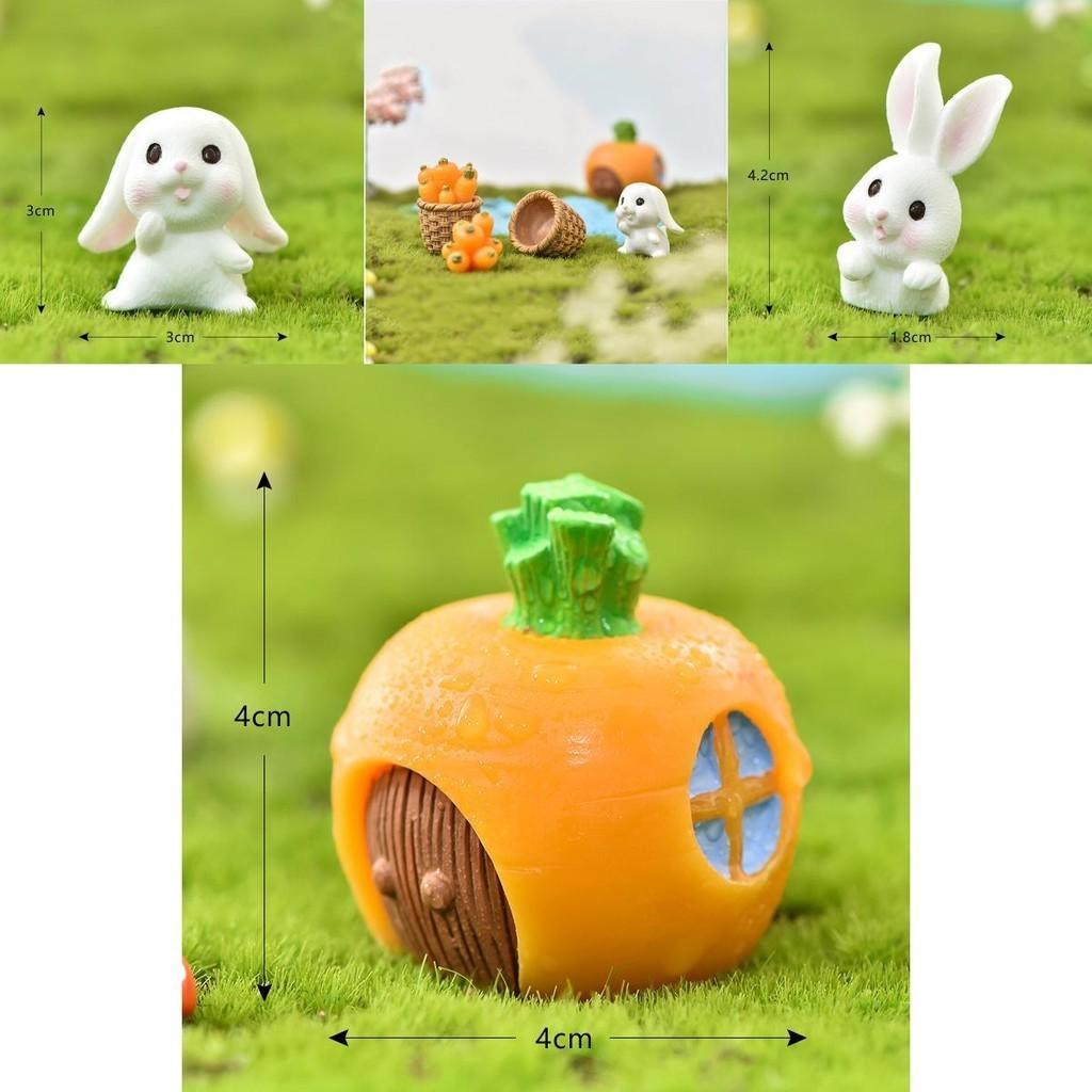 Charming Rabbit Eat Carrot Diy Resin Figurine For Exquisite Micro Landscape Decoration