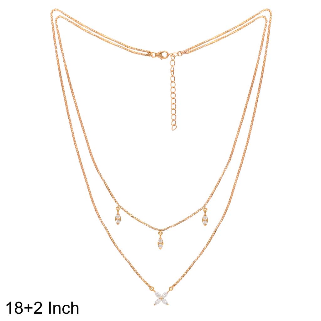 Double Layer Chic Design Gold Vermeil Necklace - 925 Sterling Silver