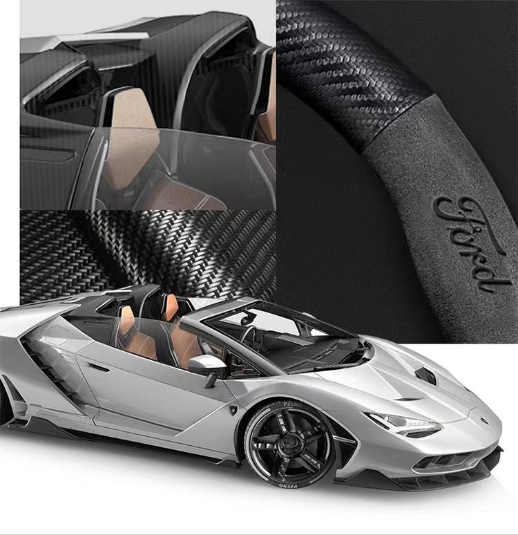 Ford ST EXPLORER EDGE Fiesta Focus Mondeo F150 Fusion Mustang Kuga Ranger Car Anti-Slip Suede Carbon Fiber Steering Wheel Cover