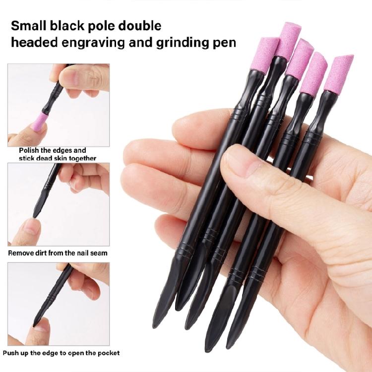 5 Pcs Cuticle File Stone Nail File Stone Cuticle Pusher Nail Art Polishing Pen Nail Grinding Pen