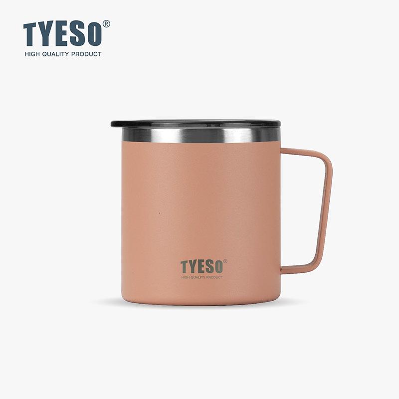 

Tyeso Stylish Office Coffee Mug 304 Stainless Steel Visual Lid Minimalist Design with Handle Unisex Mug for Daily Use 400ML розовый