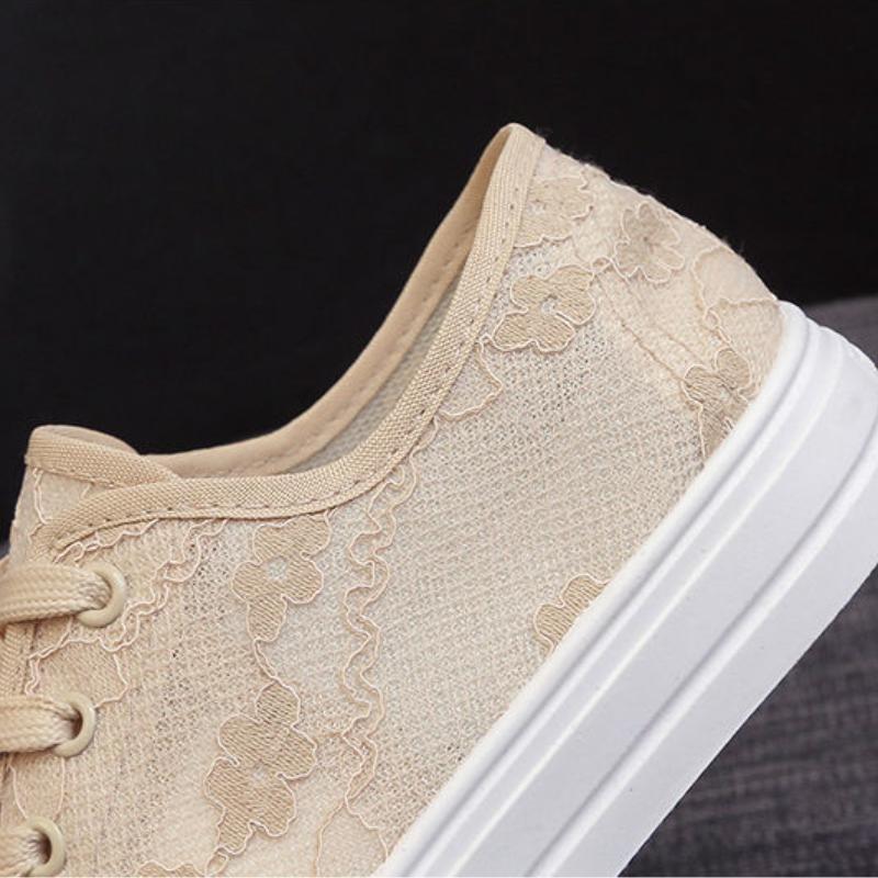 Breathable Ladies Canvas Shoes Fashionable Paired Fisherman Shoes Lace Mesh Shoes Niche Design Lightweight Board Shoes Paired Ins Style Flat Shoes