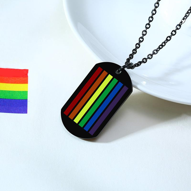 Medaglietta Portachiavi Cane Pride LGBT Arcobaleno Collana Militare Pendente per Uomo Donna Catena in Acciaio Inossidabile Gioielli Regalo BFF
