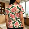 Women's Short Sleeve T-Shirt,American Basic Style,Breathable Soft Cotton,Fresh Fruit Print,Casual Tee for Daily Outings,Vacation & Everyday Wear