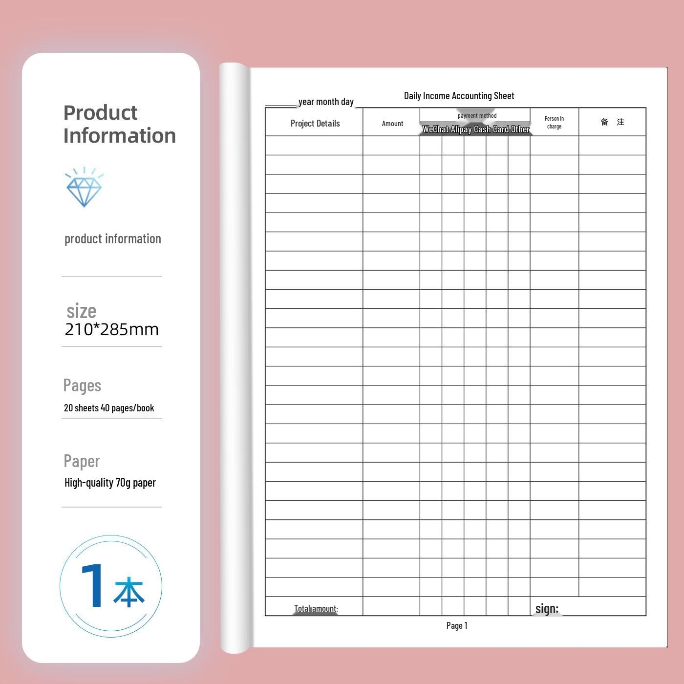Customizable Daily Sales and Income Ledger Book for Business