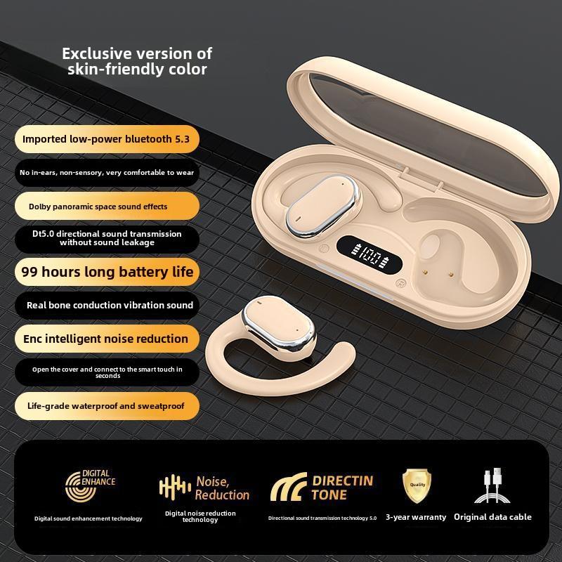 

Наушники Earless OWS Bluetooth, спортивные наушники с длительным сроком службы и шумоподавлением бежевый