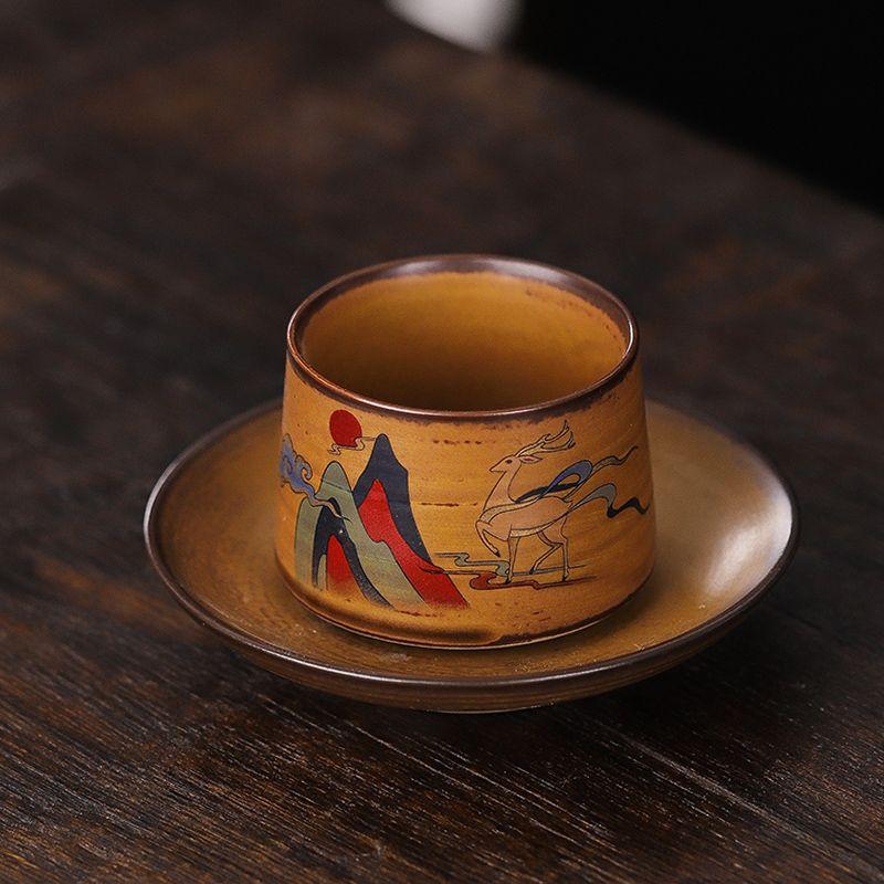 Handmade Retro Sauce Glazed Tea Cup, Tea Tasting Cup, Household Cup, Kung Fu Tea Cup, Ceramic Cup, Owner's Single Cup
