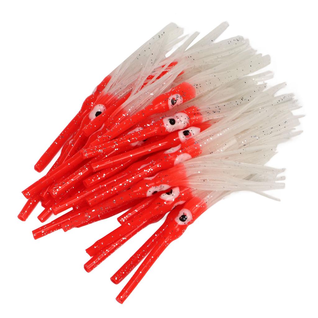 30pcs Luminous Squid Skirts Soft Artificial Octopus Luminous Bait for Saltwater Freshwater Red