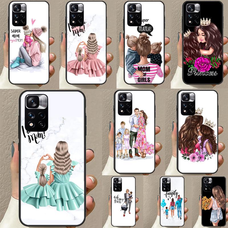 Baby Mother Brown Girl Family For Redmi Note 11 Pro Case For Redmi Note 12 8 9 10 Pro 8T 9S 10S 11S 12S 12C 9C 10C Coque