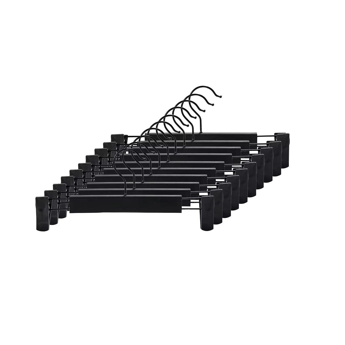 

10Pcs Trouser Hanger Skirt Hangers With Clips Adjustable Clips Hooks Organizer 360-Degree Rotatable, Rust-Resistant Hooks чёрный