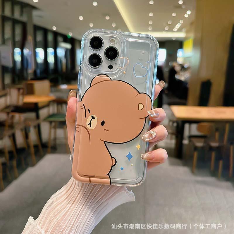 Cute Bear Couple Phone Case Compatible with iPhone 11/12/13/14/15/16 Pro Max and Apple XS Max