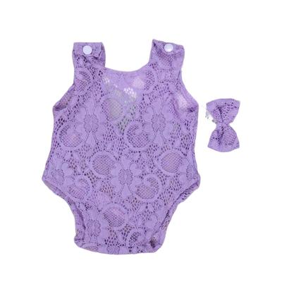 Newborn Photography Props Baby Cute Lace Outfit Headband Girl Children Solid Color Photo Costume Birth Accessory