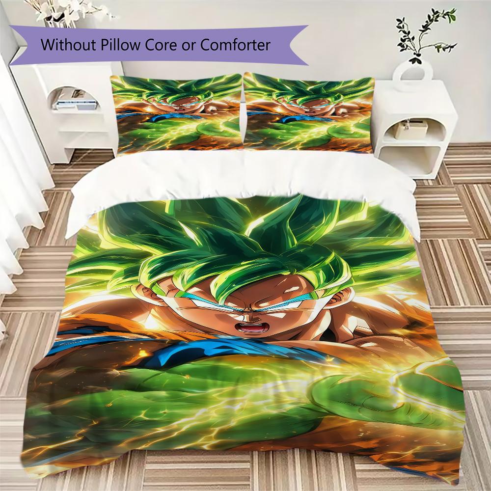 Son Goku Anime 3pcs Bedding Set, Digital Printed Duvet Cover, No Insert, Kids Gift, Large Size -HYQ27