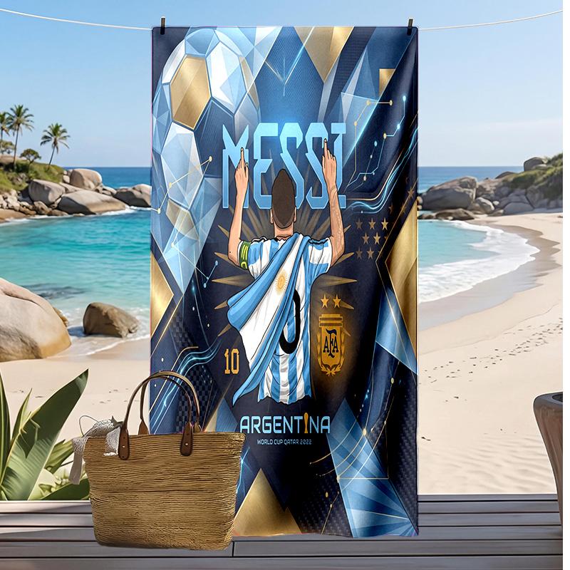 Asciugamano da Spiaggia Stampa Calcio Argentina Asciugatura Rapida Super Assorbente Morbido Asciugamano da Bagno per Nuoto Spiaggia Viaggio Souvenir Regalo per Fan