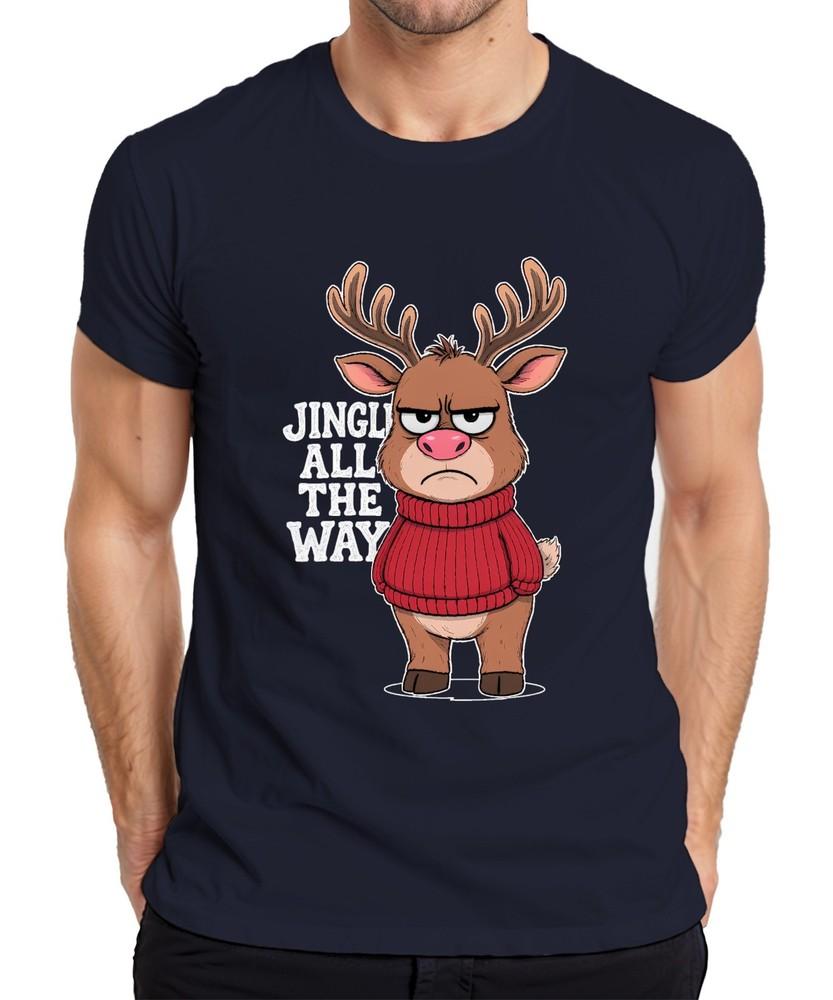 Jingle All The Way Funny Reindeer Christmas Sarcastic Retro Unisexs Tshirt S