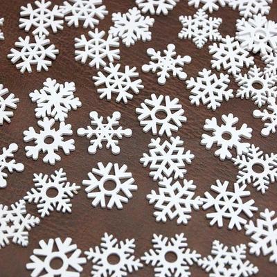 (50pcs) White Mix Shape Wooden Snowflakes Christmas Ornaments Pendants New Year Decorations for Home