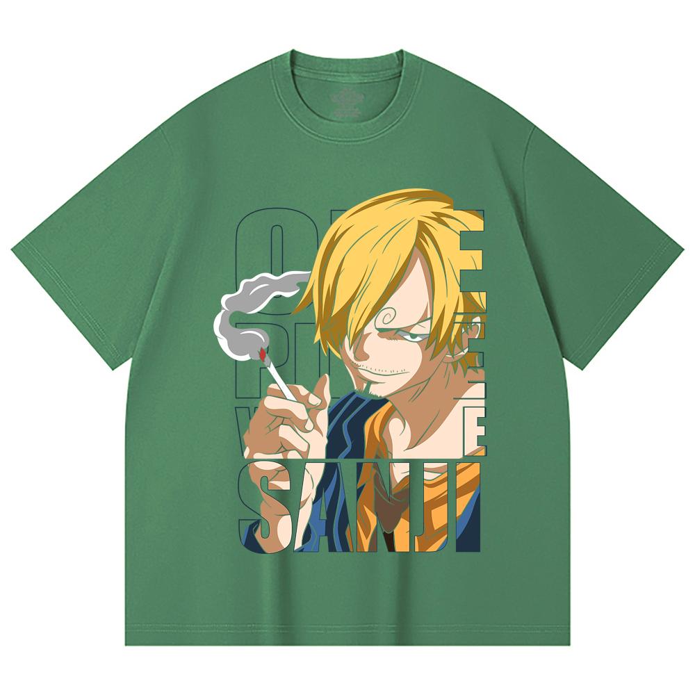230 Gsm 100% Cotton One Piece V62 Sanji Print Unisex Heavy Cotton T Shirt