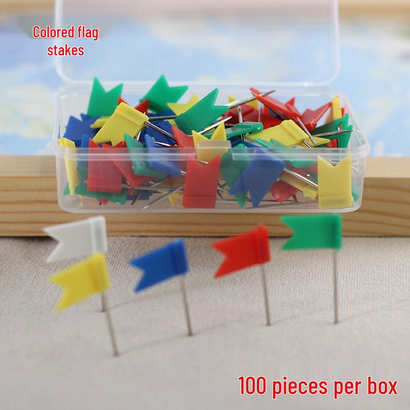 100-Piece Set of Small Red Map Pins for Soft Boards