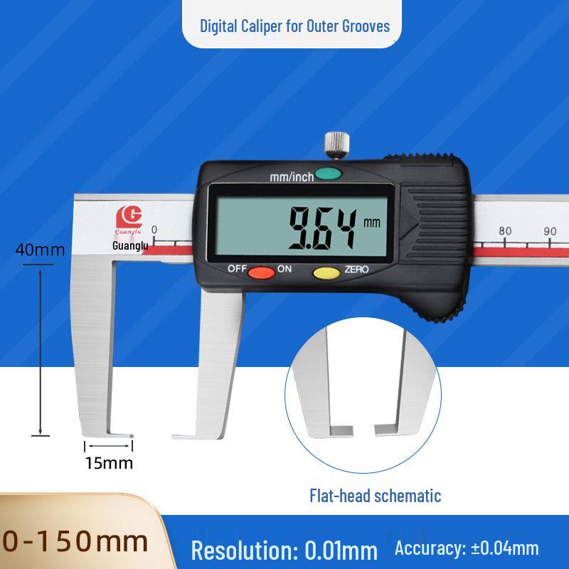 Guilin Guanglu Vernier Digital Caliper with Flat Head, 0-150/200/300mm