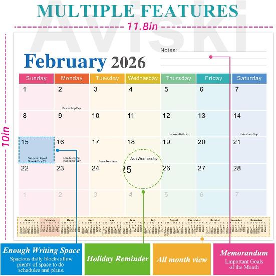 Magnetic Calendar for Fridge, 11.8"x 10", 2026-2027 Monthly Refrigerator Calendar from Jan.2026 - June.2027 Prefect for Planning