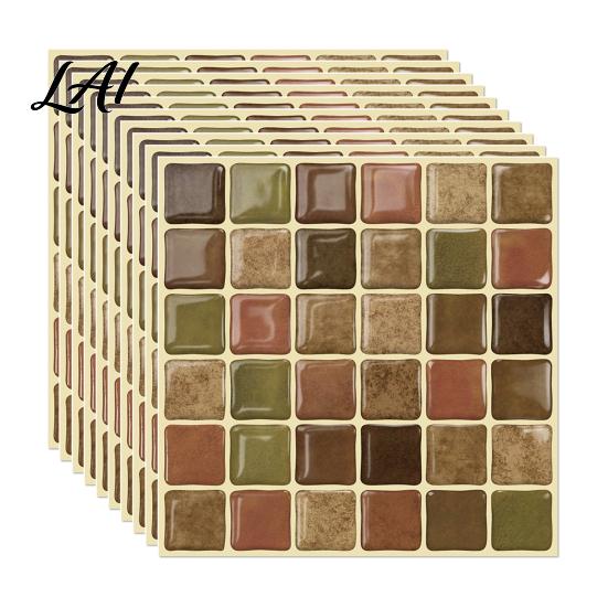 Waterproof Kitchen Backsplash Decal 10Pcs 3D Mosaic Wall Sticker Oil-Proof Tile Decal Peel And Stick Stickers Backsplash Self-Adhesive Bathroom