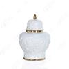 Ceramic Pot Porcelain Ginger Jar Embossed Flower Pattern Storage Tank Flower Vase Shogun Jar Home Decoration Accessories