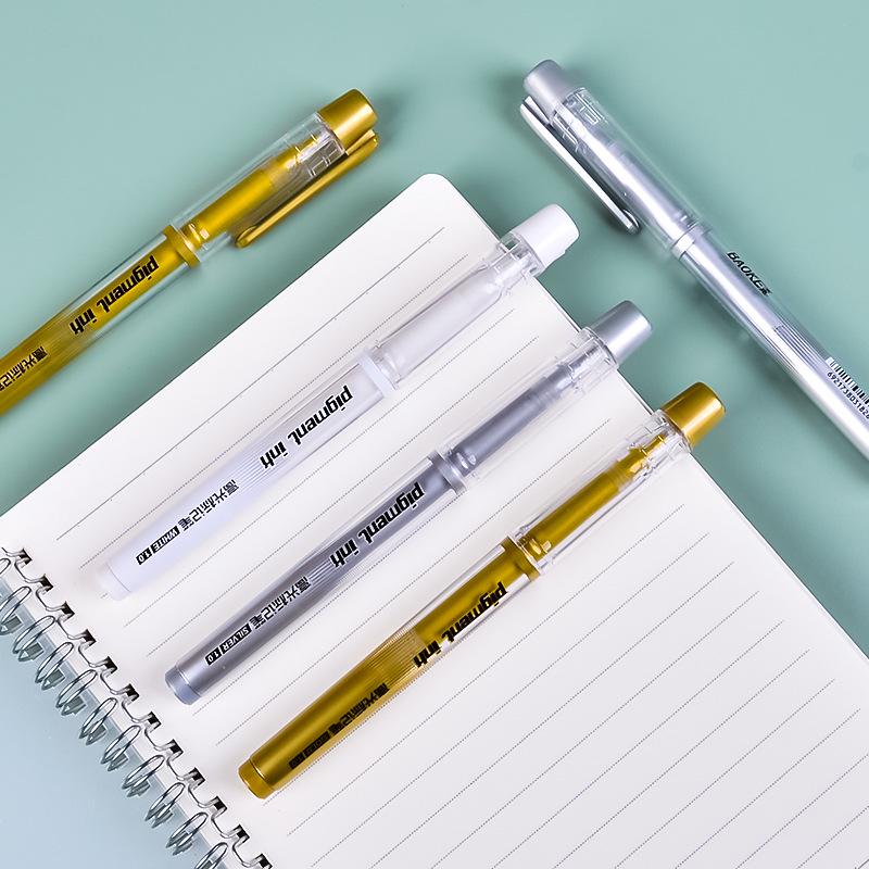 Boke Gold Glitter & White Highlight 1.0mm Gel Pen Set for Creative Drawing and Journaling