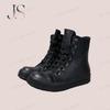 R-o Luxury Shoe Men High Top Shoes Full Black Leather Boots Women Sneaker Black Cowhide Casual Sneakers Lace Up Ankle Boot