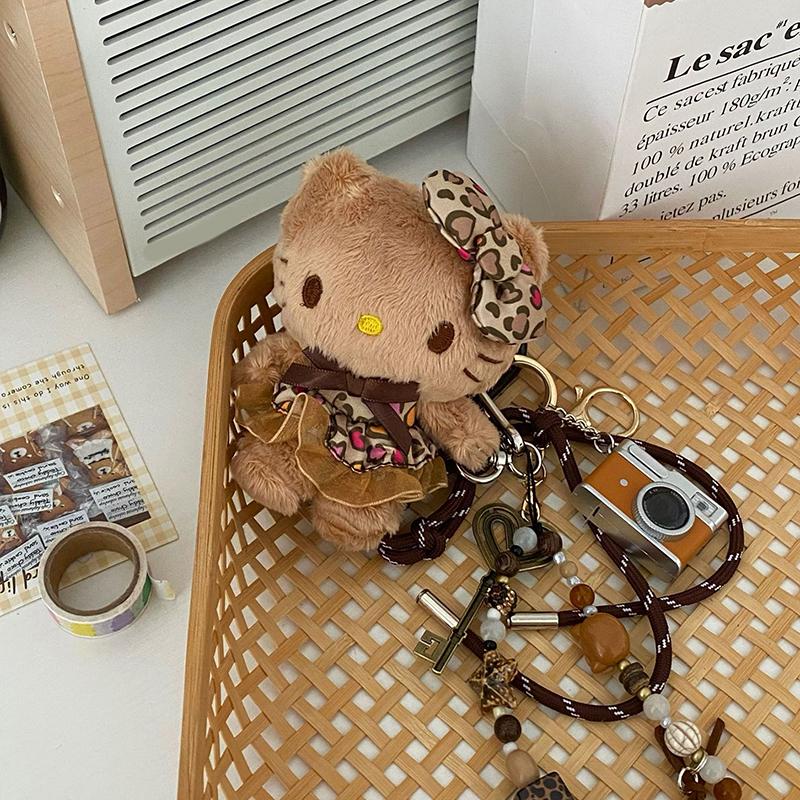 Colgante para Bolso Sanrio Hello Kitty Llavero de Dibujos Animados Maillard Figura de Anime Linda Muñeca con Cuerda Trenzada Regalo de Cumpleaños para Niña