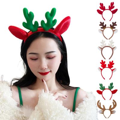 Christmas Headband Antler Decor Hair Hoop Festive Reindeer Design Headgear Women Elastic