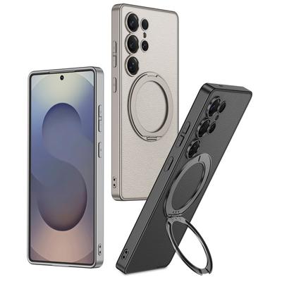 Magnetic Case Suitable for Samsung S25u Mobile Phone Protective Leather Case S25ltra Full Inclusive 360 Degree Rotating Bracket Wireless Charging