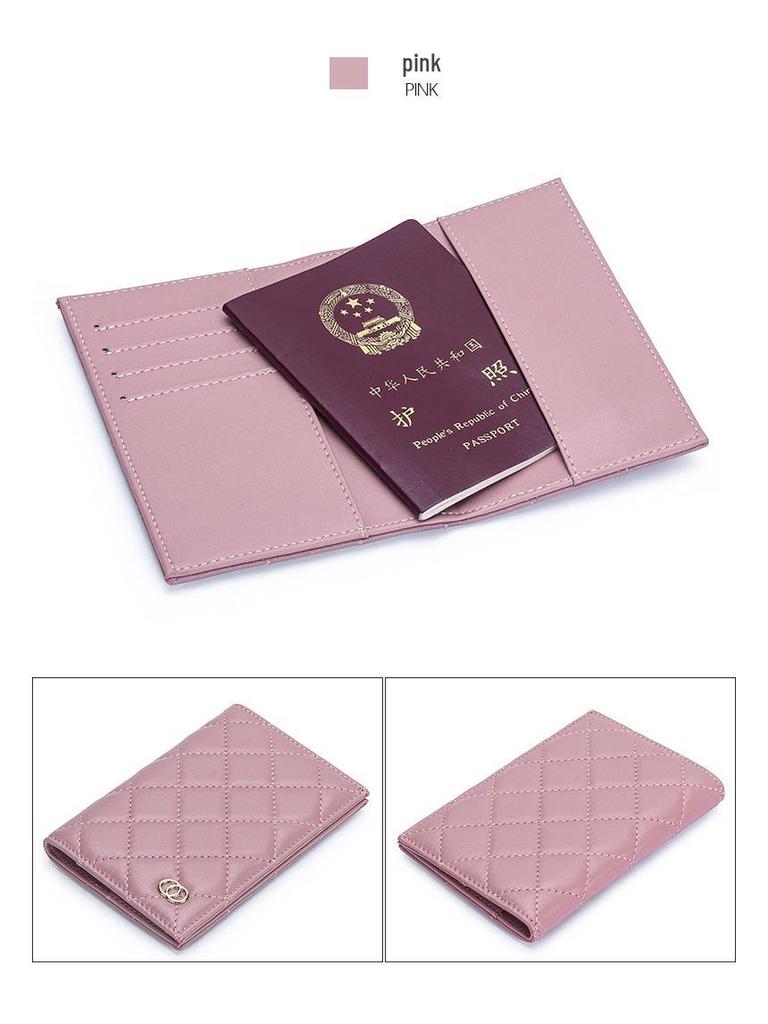 Chic Lambskin Diamond-Pattern Bi-Fold Passport & ID Wallet