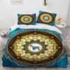 Mandala Duvet Cover Set Boho Style Horse Pattern Chic Polyester Comforter Cover King Twin Size for Teens Adults Kids Bedding Set
