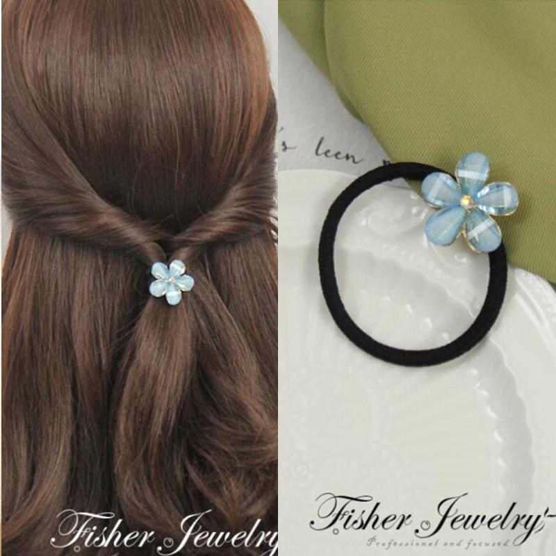 Korean Fashion Rhinestone Elastic Hair Rubber Bands For Girls Tie Hair Ring Rope Scrunchie Office Accessories Ponytail Headdress