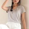 New Spring and Summer Silk Bottoming Shirt Women's Lyocell Goose Egg Neck Short Sleeve Top