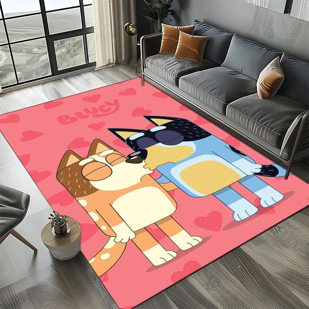 3D Print B-Blueys Family Cartoon Dog Carpet Rug for Living Room Bedroom Home Sofa Decoration,Kid Play Non-slip Floor Mat
