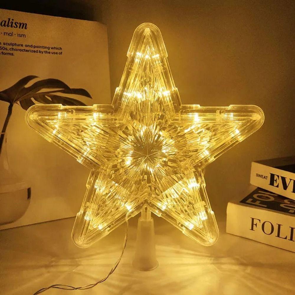 Five-pointed Star LED Lighted Star Glowing Xmas Tree Top Ornaments  Xmas Party
