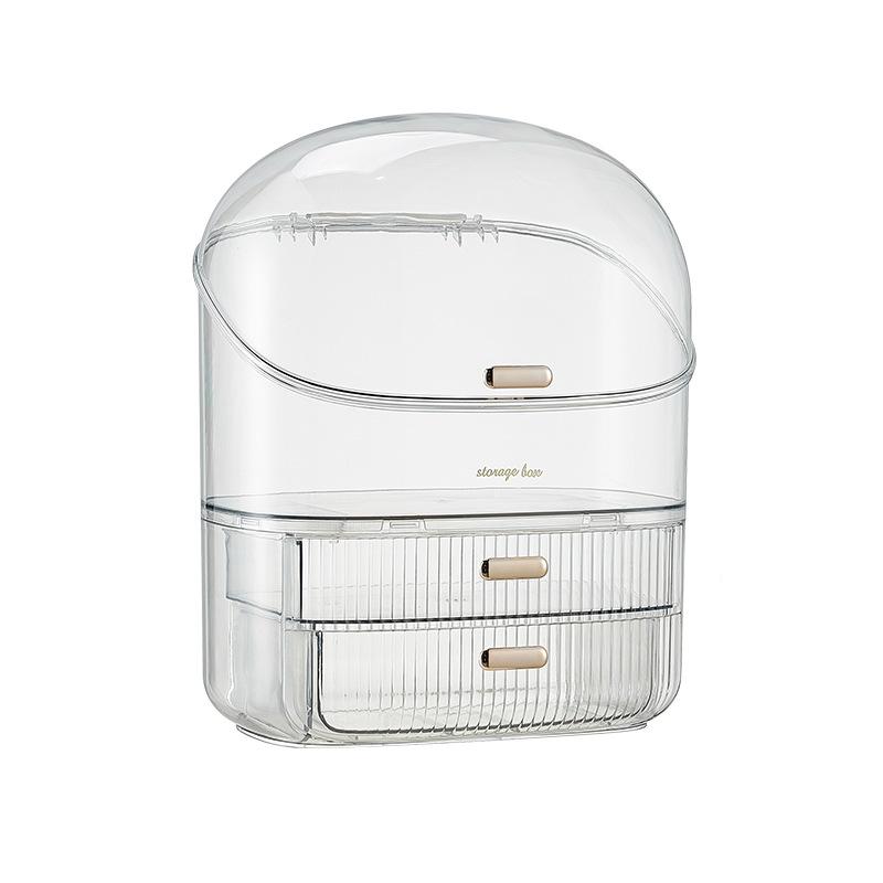 Transparent Dustproof Cosmetic Storage Box Light Luxury Minimalist Desktop Organizer Cabinet for Skincare Makeup