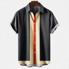 Men's Hawaiian Beach Short Sleeved Striped Shirt 3D Printed Loose Street Fun Men's Top Fashion Casual Simple Pocketless Shirt