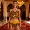 Professional Belly Dance Costume Set Sequins Bra and Hip Scarf for Stage Performances ractical Polyester Fabric Outfit