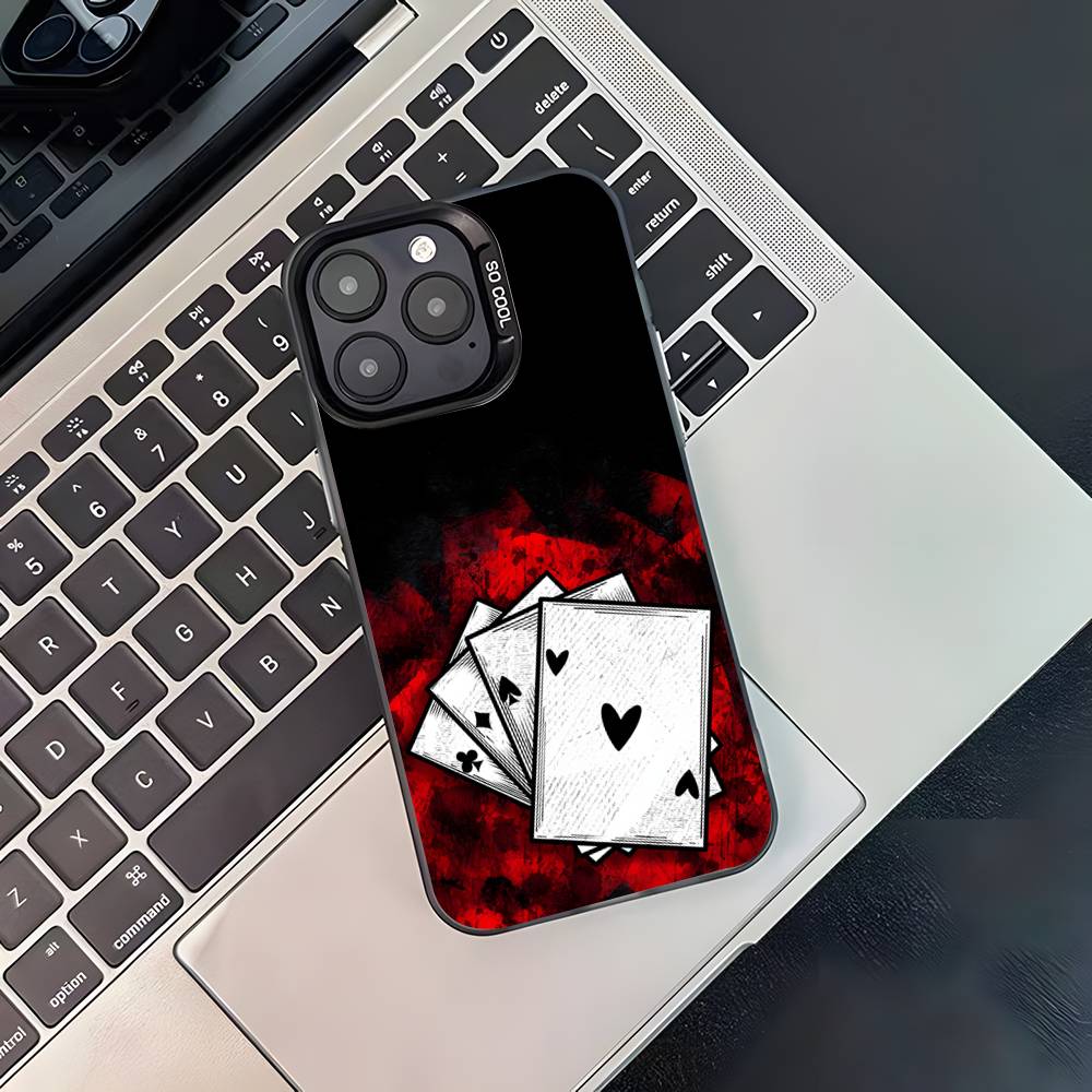 Ace of Spades Poker Phone Case For iPhone 17,16,15,14,13,12,11,Pro,XS,Max,Plus,Mini,SE4,E Black Matte Shockproof Cover