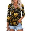 Women's Casual Fashion Floral Print Three-quarter Sleeve Button Cardigan Top