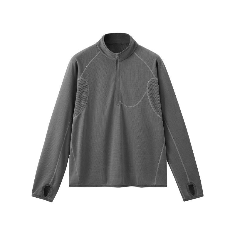 

American-Style Street Block Velvet Half-Zip Sweatshirt for Men and Women, 2025 Autumn Trendy Brand Outdoor Sports Breathable and Warm Top Dark gray M