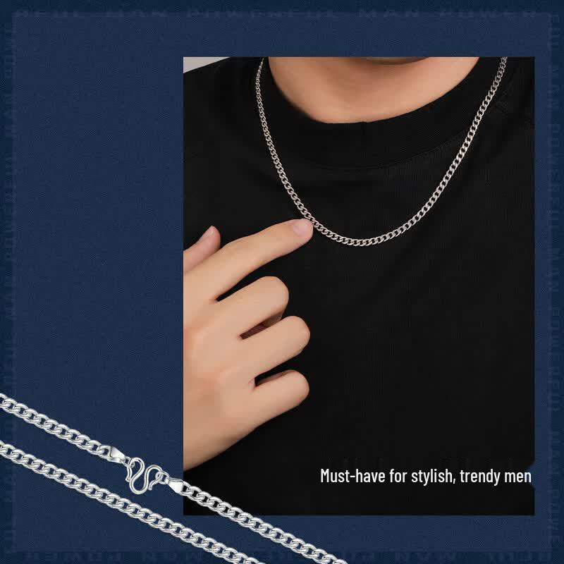 Chow Tai Seng S925 Silver Men's Cuban Chain Necklace