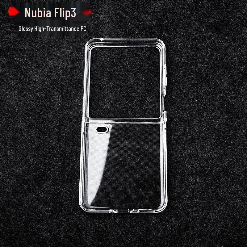 Nubia Flip3 Transparent Hard Case: Foldable Screen Protection with Full Coverage and High Transparency.