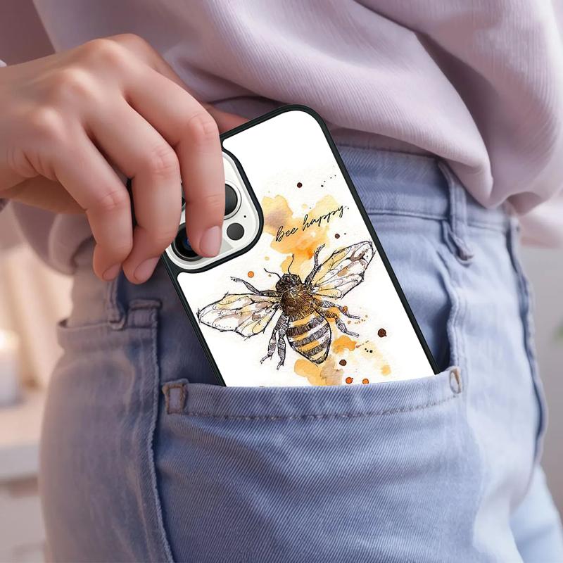 Bee-Happy Phone Case For iPhone 17 Air 15 16e 14 13 Pro Max Coque 12 11 Pro Max PLUS cover