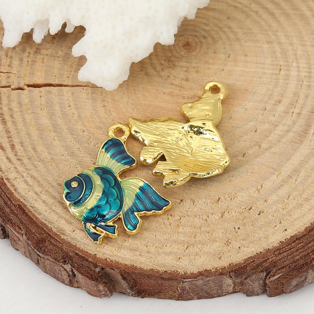 5PCs Ocean Jewelry Charms Fish Animal Enamel Pendants for DIY Necklace Bracelet Jewelry Making 23mm X18mm
