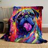 Colorful Pug Pattern Blanket for All Seasons Blanket Lunch Break Throw Gift