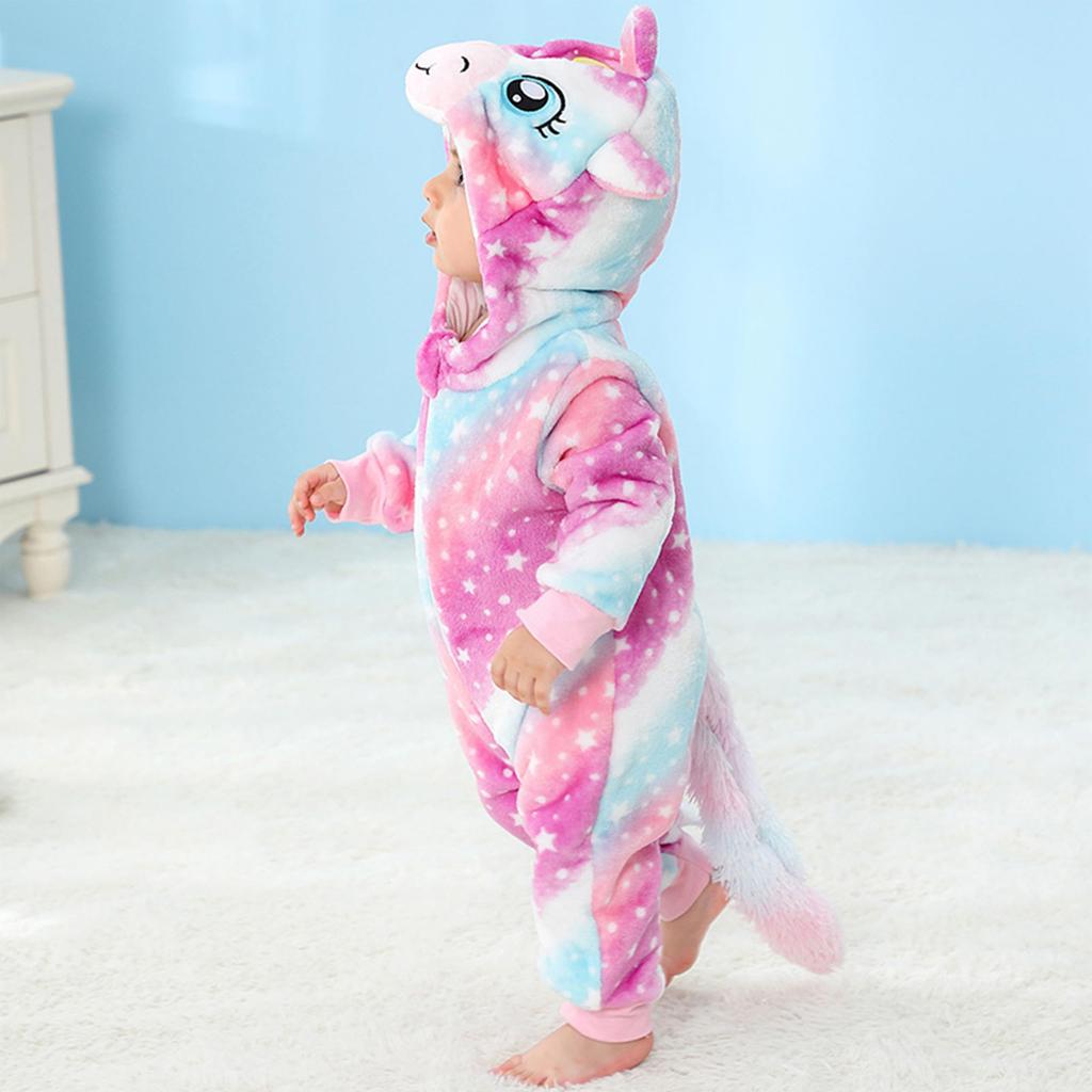 Kids Kigurumi Halloween Costume Romper Roomwear Warm Winter Wear Loungewear Girls Boys Christmas Present Baby Shower Photo Shoot Unicorn Starry Pink